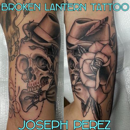 Tattoos - fancy skull with rose - 98764